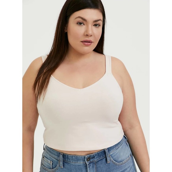 torrid Tops - NWT Torrid Light Pink V-Neck Crop Foxy Cami Stretch Top Plus Size: 6X (30)